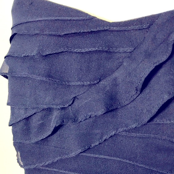 CM Couture Women’s Elegant Navy Blue Silk Tiered Trumpet Maxi Gown Dress Size 6 - Picture 6 of 9